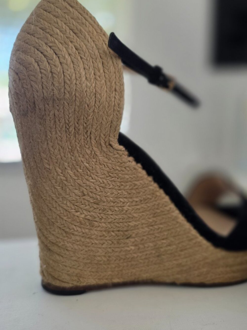 Gucci Horsebit Black Suede Espadrille Wedge Sandals - Size 7US - Picture 5 of 8